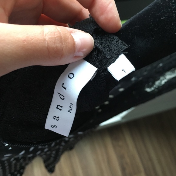 SANDRO polka dot evita lace satin dress size 1 - Picture 5 of 8